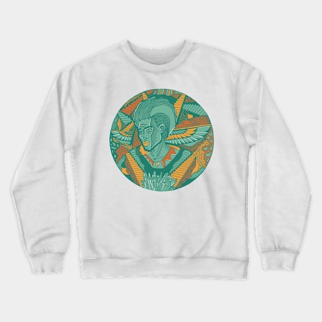 Mountain Green Wise Afro King Crewneck Sweatshirt by kenallouis